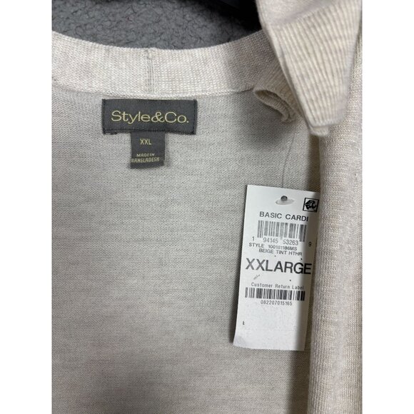 Style & Co Women's Open Front Cardigan Sweater Beige Size XXL New With Tag's. - Picture 7 of 8
